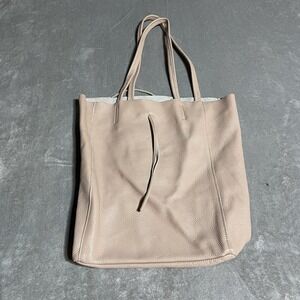Lavorazione Artigianale Italian Pebbled Leather Tote Bag‎ Pale Pink Soft Italy